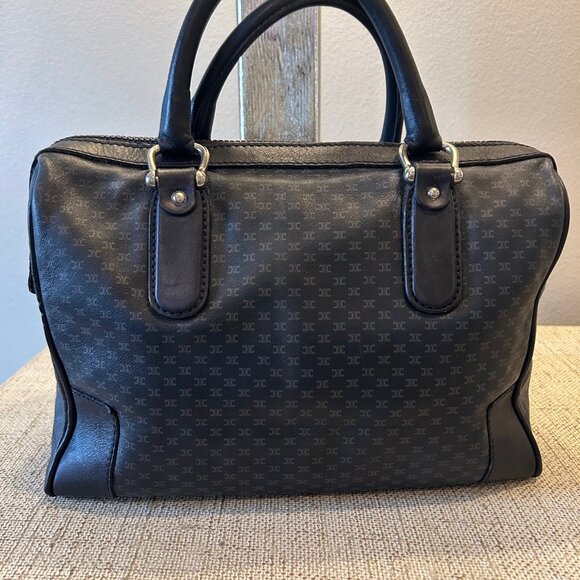 Vintage Celine Macadam Navy Canvas Boston Bag RARE - Picture 2 of 10